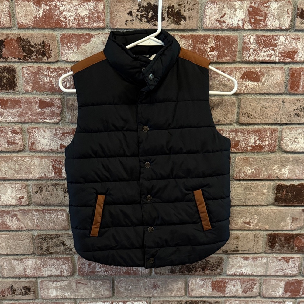 Janie and Jack Black Vest with Brown Accents